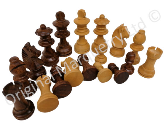 Chess Pieces made from Solid Maple & Rosewood - 63mm x 25mm - Image 2
