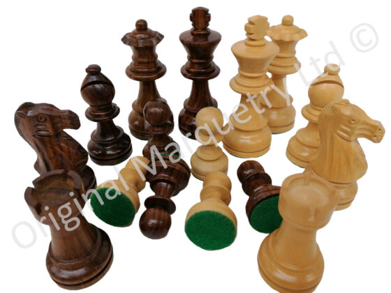 Chess Pieces made from Solid Maple & Rosewood - 95mm x 38mm - Image 2