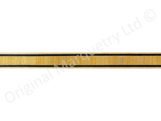 Satinwood Inlay Bandings with Black & White Line 10mm x 1.0mm x 100cm
