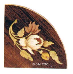 Marquetry Floral Corner Panel - M42 - 112 x 112mm