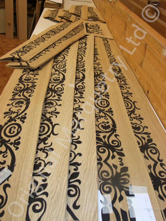 Bespoke marquetry for wall panels for a luxury London hotel.