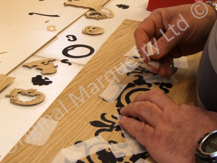 Bespoke marquetry for wall panels for a luxury London hotel.