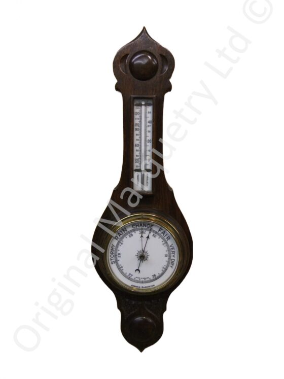 Victorian Oak Carved Aneroid Barometer