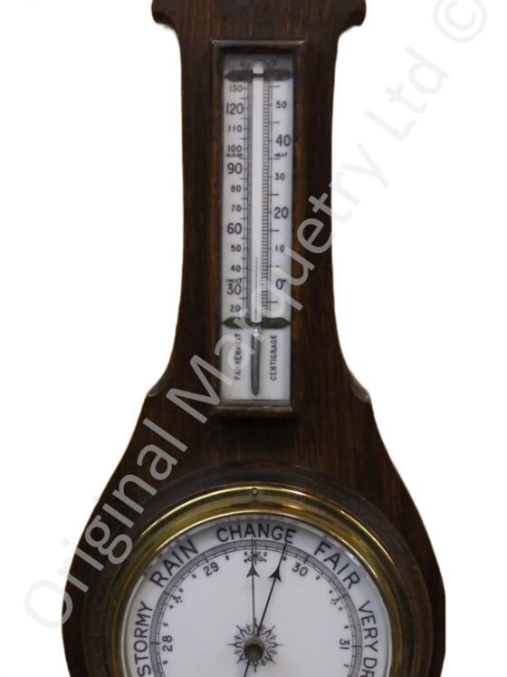 Victorian Oak Carved Aneroid Barometer - Image 2