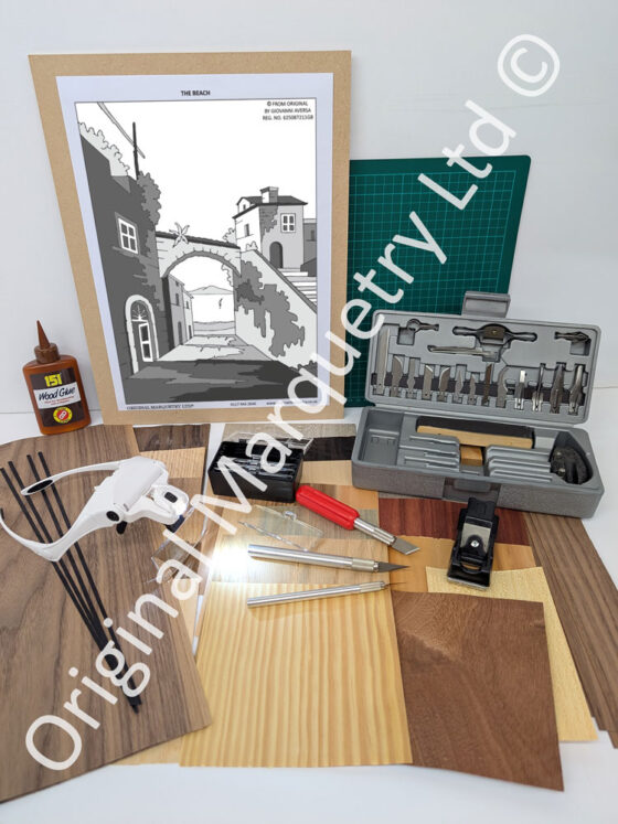 Marquetry Kits with Knife Set, Cutting Mat & Headband Magnifier
