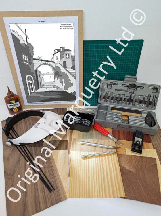 Marquetry Kits with Knife Set, Cutting Mat & Premium Headband Magnifier