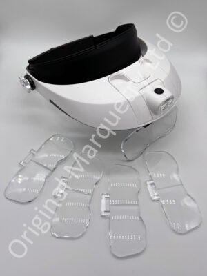 Headband Magnifier - Glasses with Detachable Ultra Bright LED Head Lamp & 5 Lenses - T313