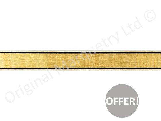 Satinwood Inlay Bandings with Black & White Line 16mm x 1mm x 50cm - Off Cut Offer